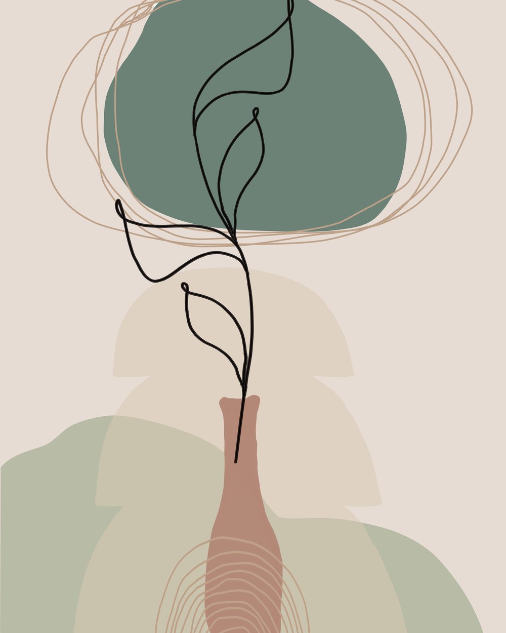 Vase et feuillage — collection Formes contemporaines